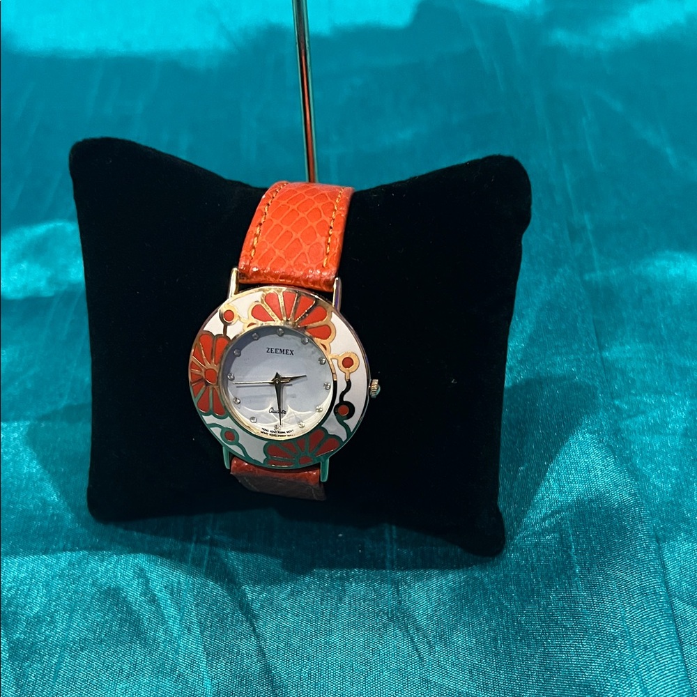 Zenith Watch with Vibrant Orange Floral Design